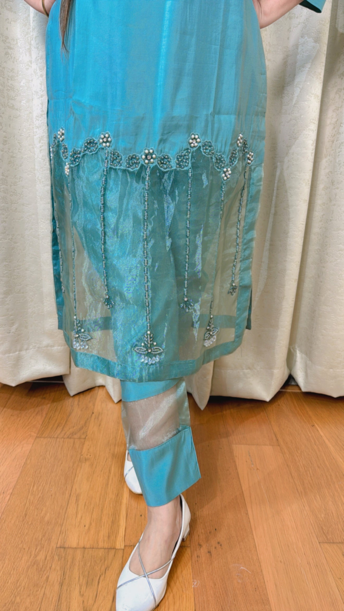"REET" THREE PIECE KURTA SET (GREEN)