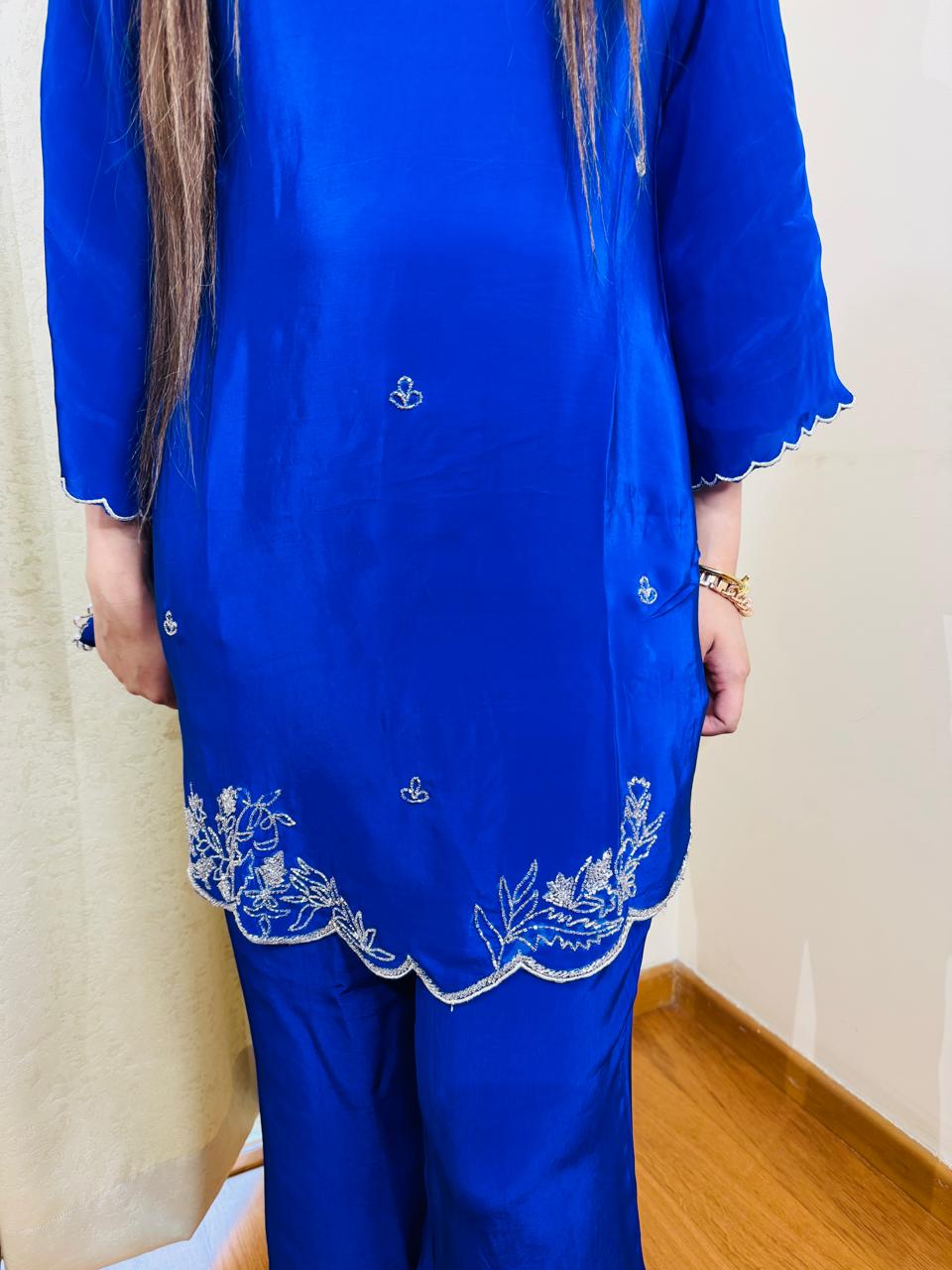 "VARTIKA" DESIGNER SUIT WITH POTLI (BLUE)