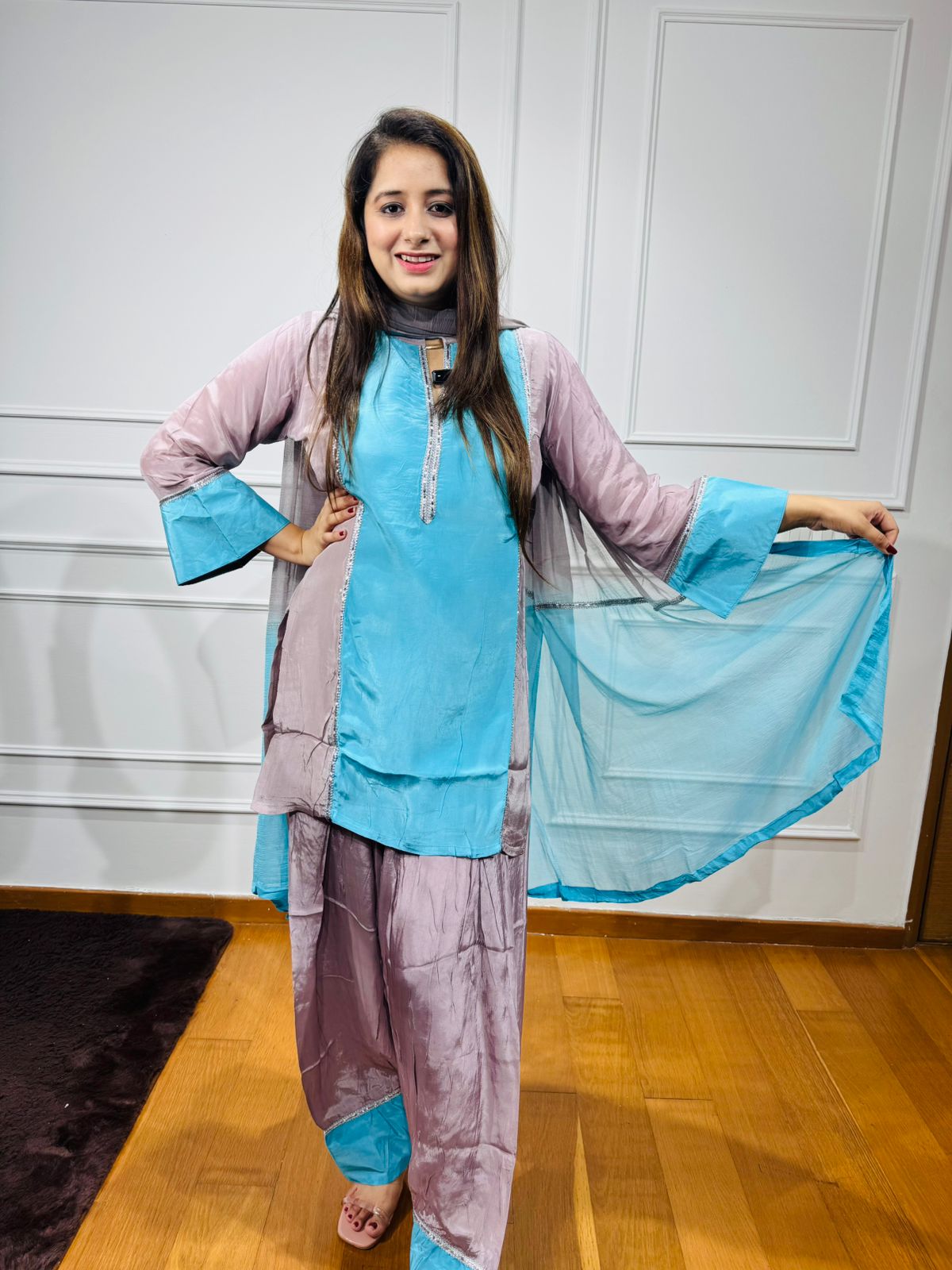 "INAYAT" THREE PIECE SET  "BLUE"