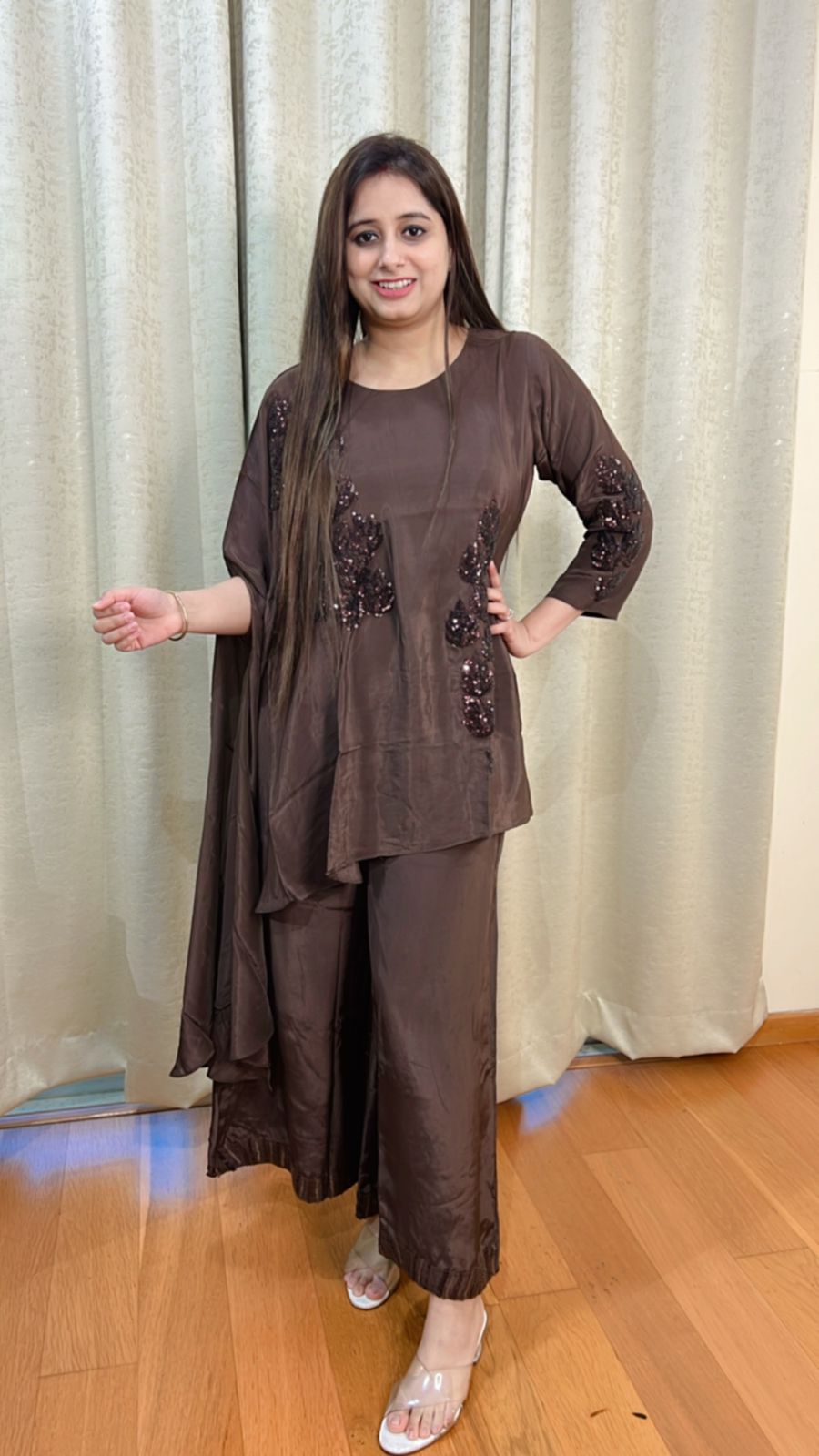 "ALINA" TWO PIECE SET (BROWN)