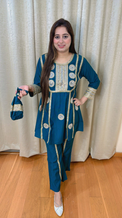 "MEERA" TWO PIECE SET (BLUE)