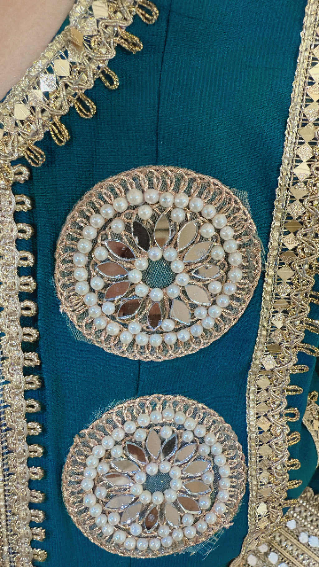 MEERA | Teal Mirror Work Kurta Pant Set with Potli Bag for Women | Festive Ethnic Wear