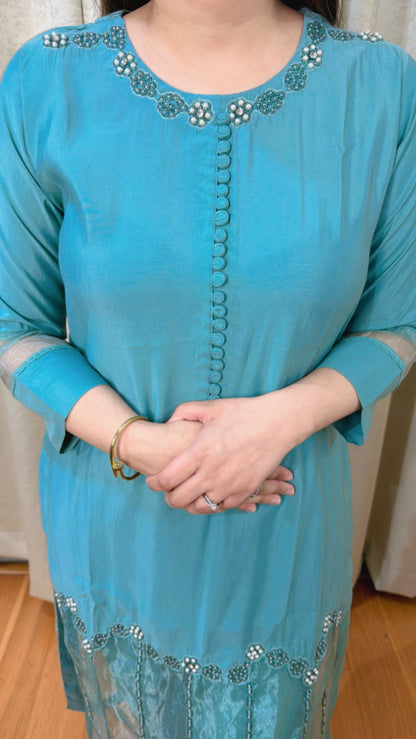 "REET" THREE PIECE KURTA SET (GREEN)