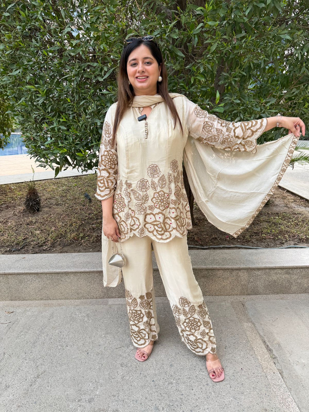 Abeer | Ivory Embroidered Co-Ord Set