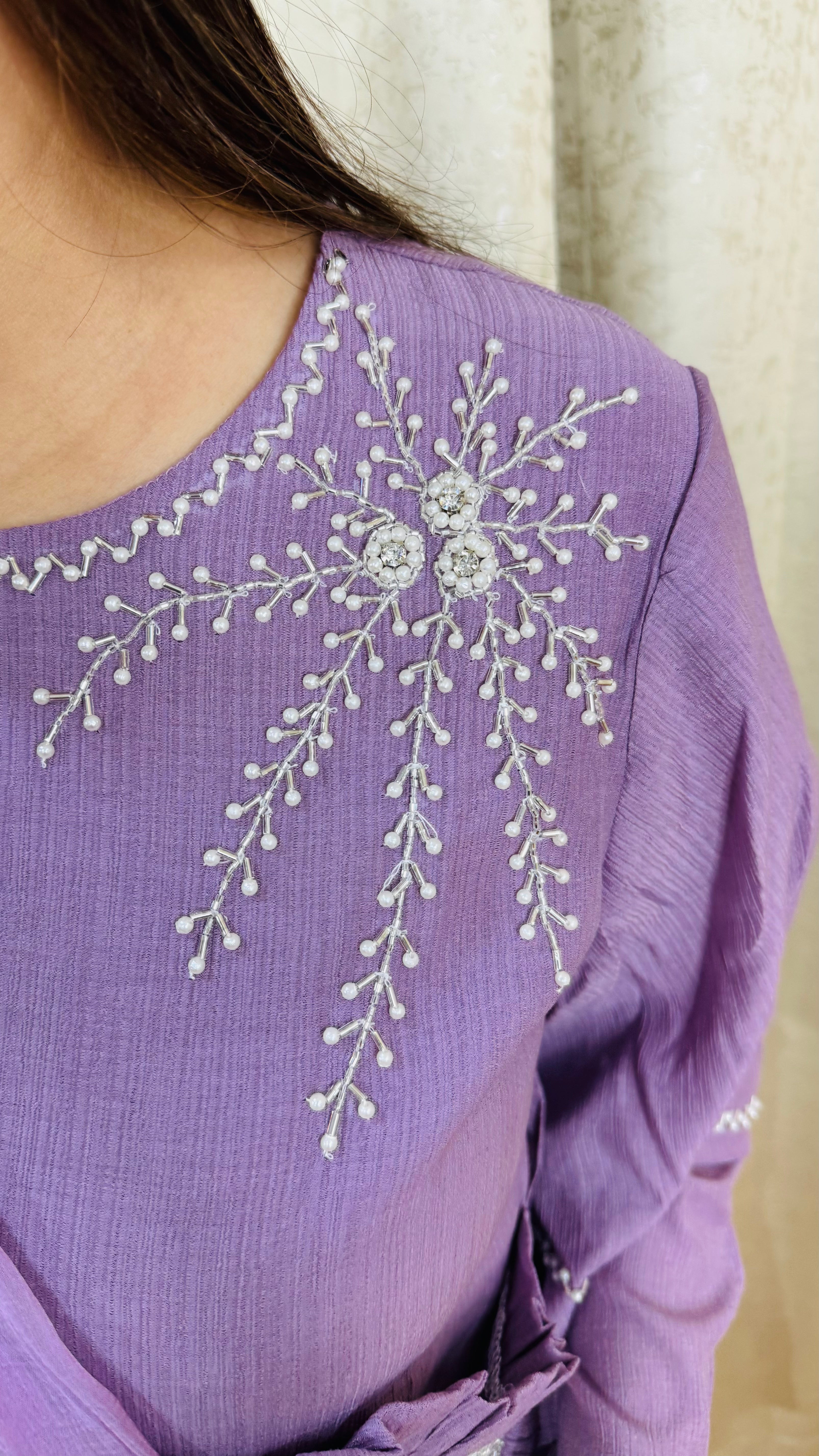 RUBINA | Lavender Draped Kurta Pant Set with Sequin Waist Ring | Indo Western Partywear for Women