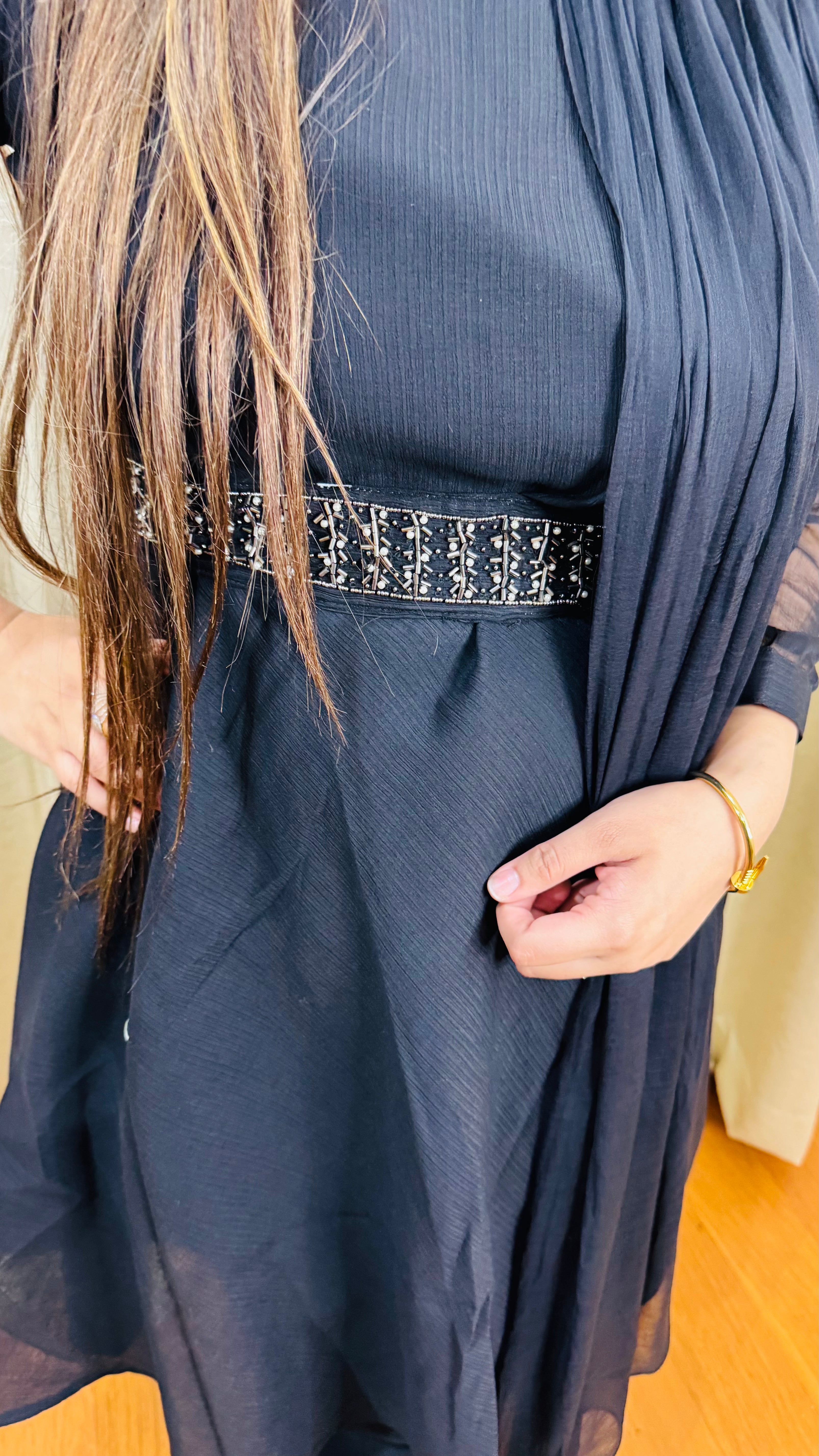 SAISHA | Black Draped Kurta Pant Set with Embellished Neck | Indo Western Partywear for Women