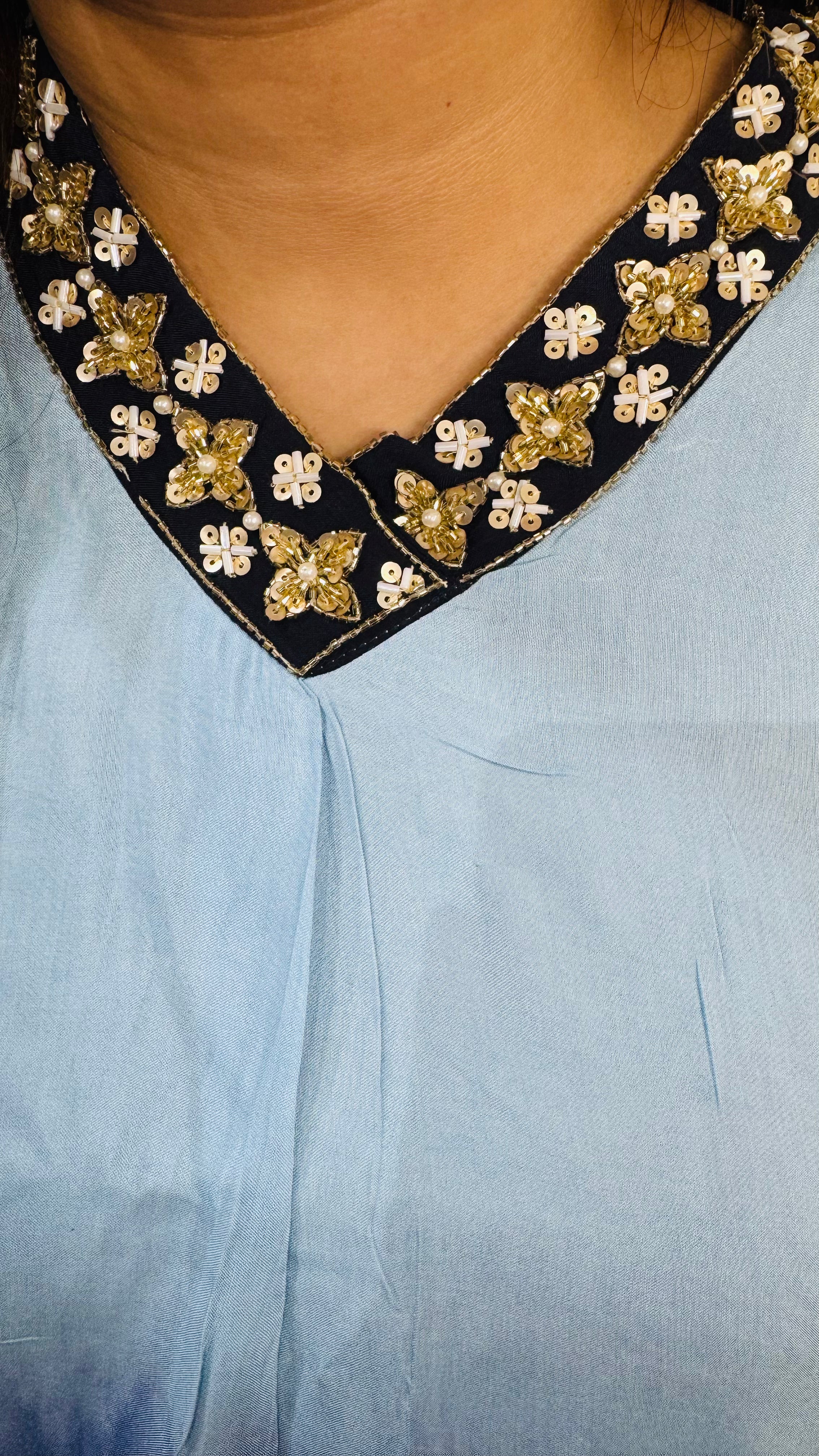 VAREE | Blue Ombré Kurta with Navy Pants | Partywear Indo Western Set for Women