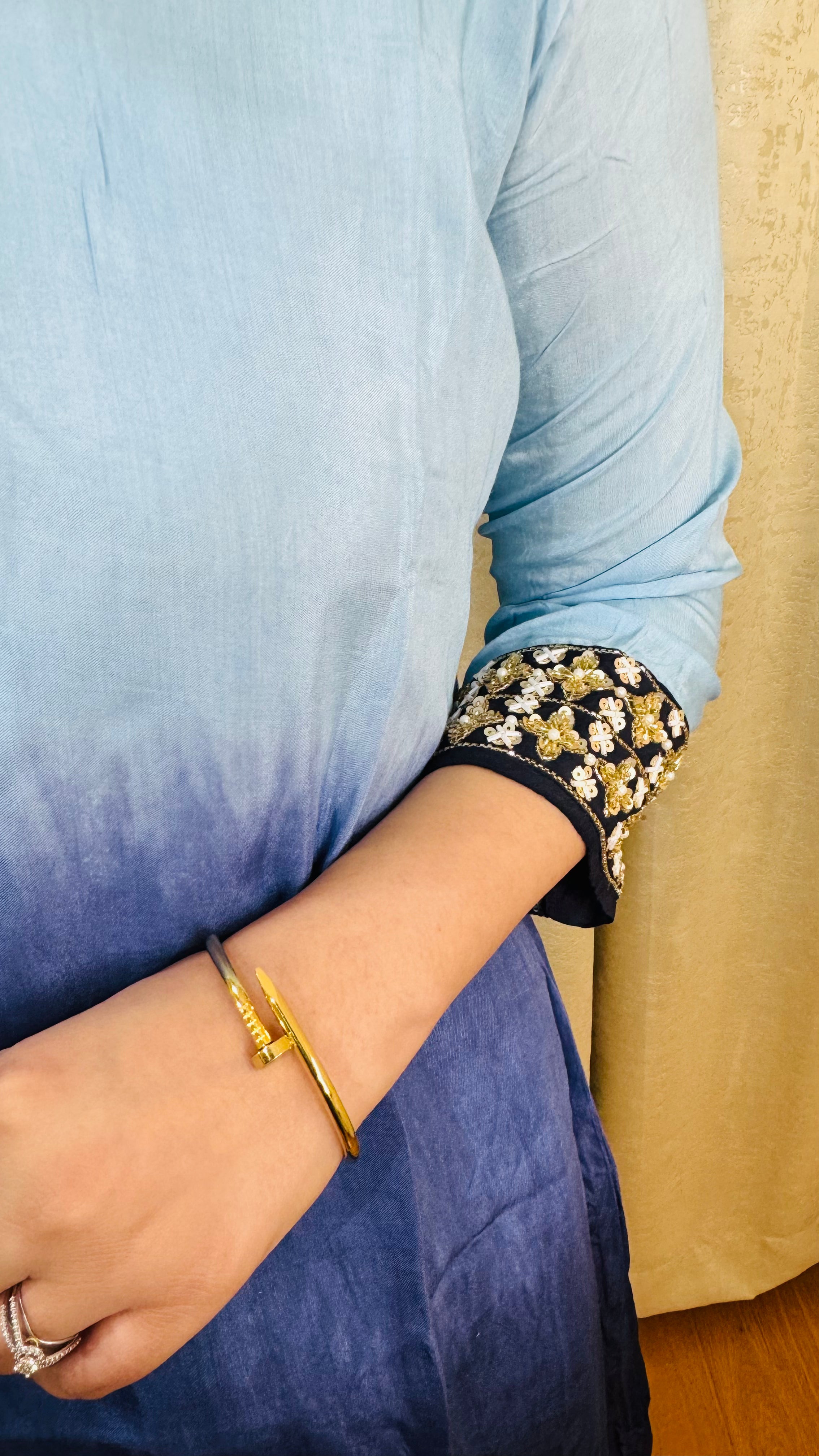 VAREE | Blue Ombré Kurta with Navy Pants | Partywear Indo Western Set for Women