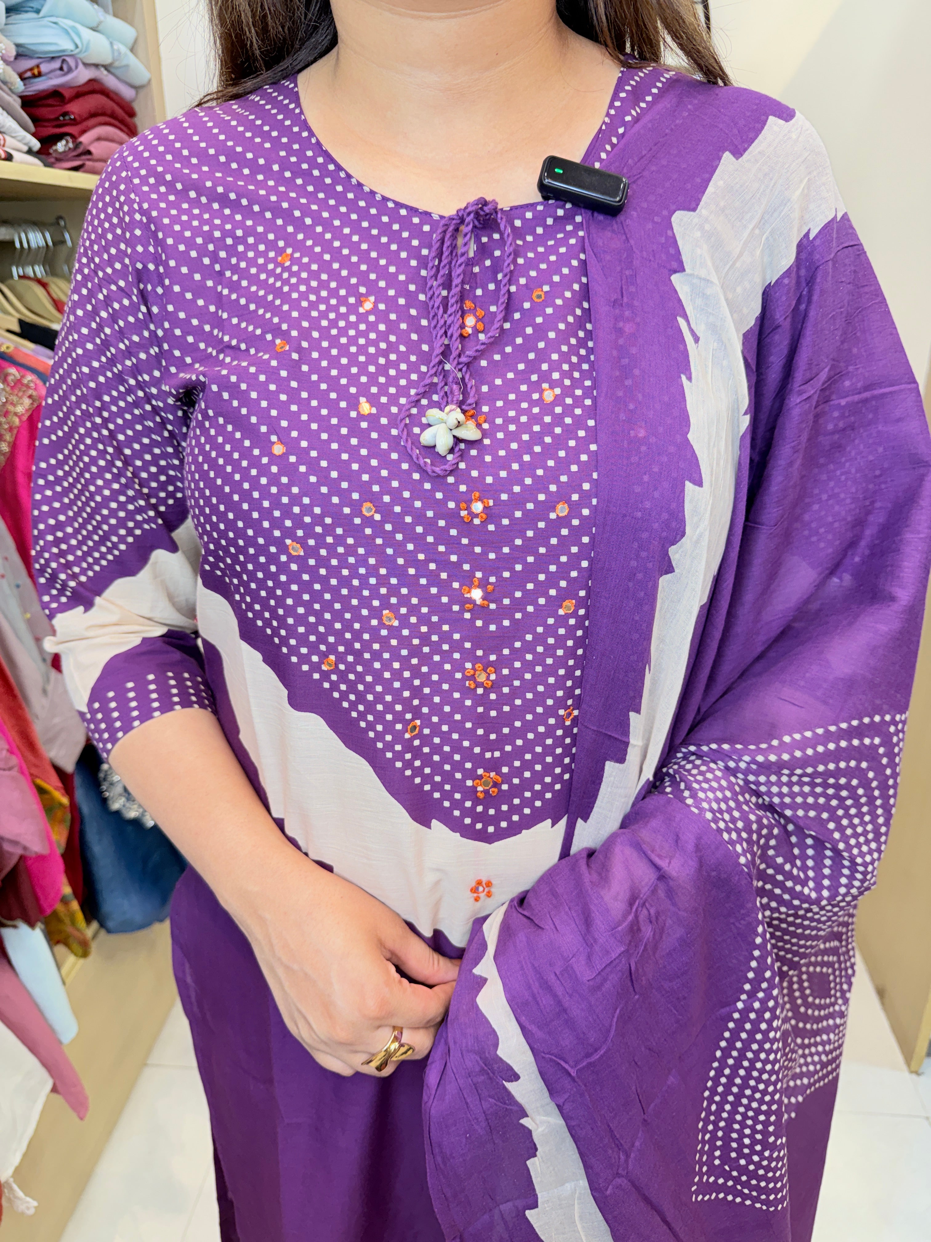 Orchid | Suit Set Purple Printed Kurta Pant Set with Elegant Dupatta