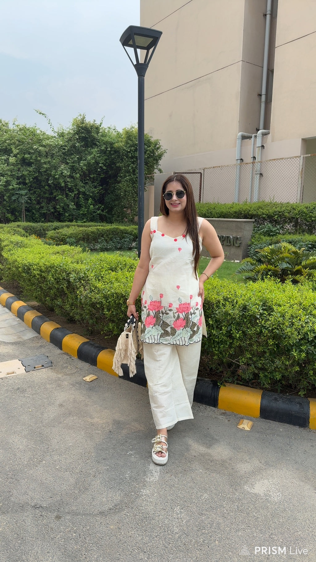 VINE | Women’s Off-White Coordset | Pink Floral Embroidery Sleeveless Kurta and Pants