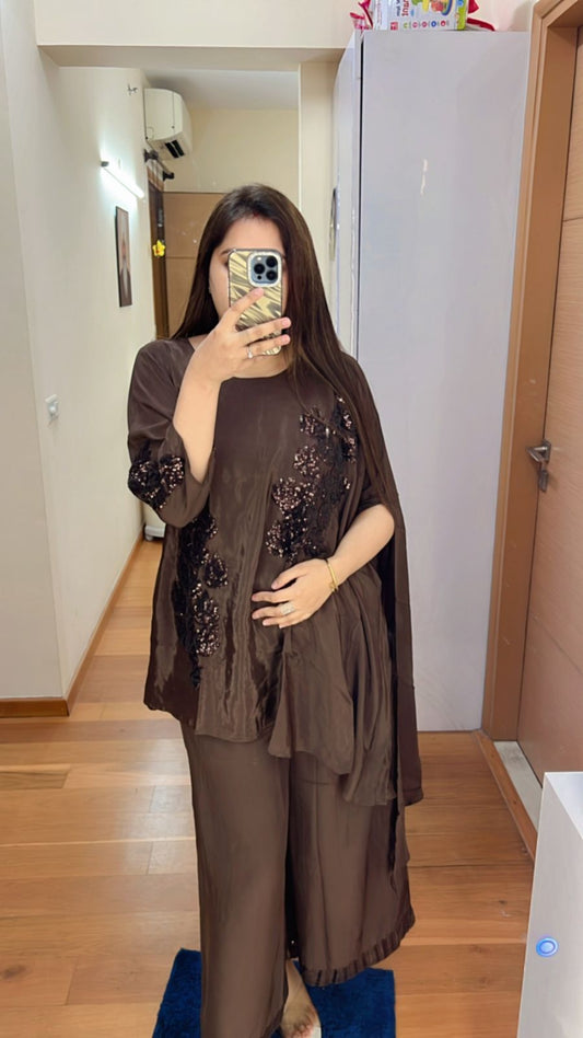 "ALINA" TWO PIECE SET (BROWN)