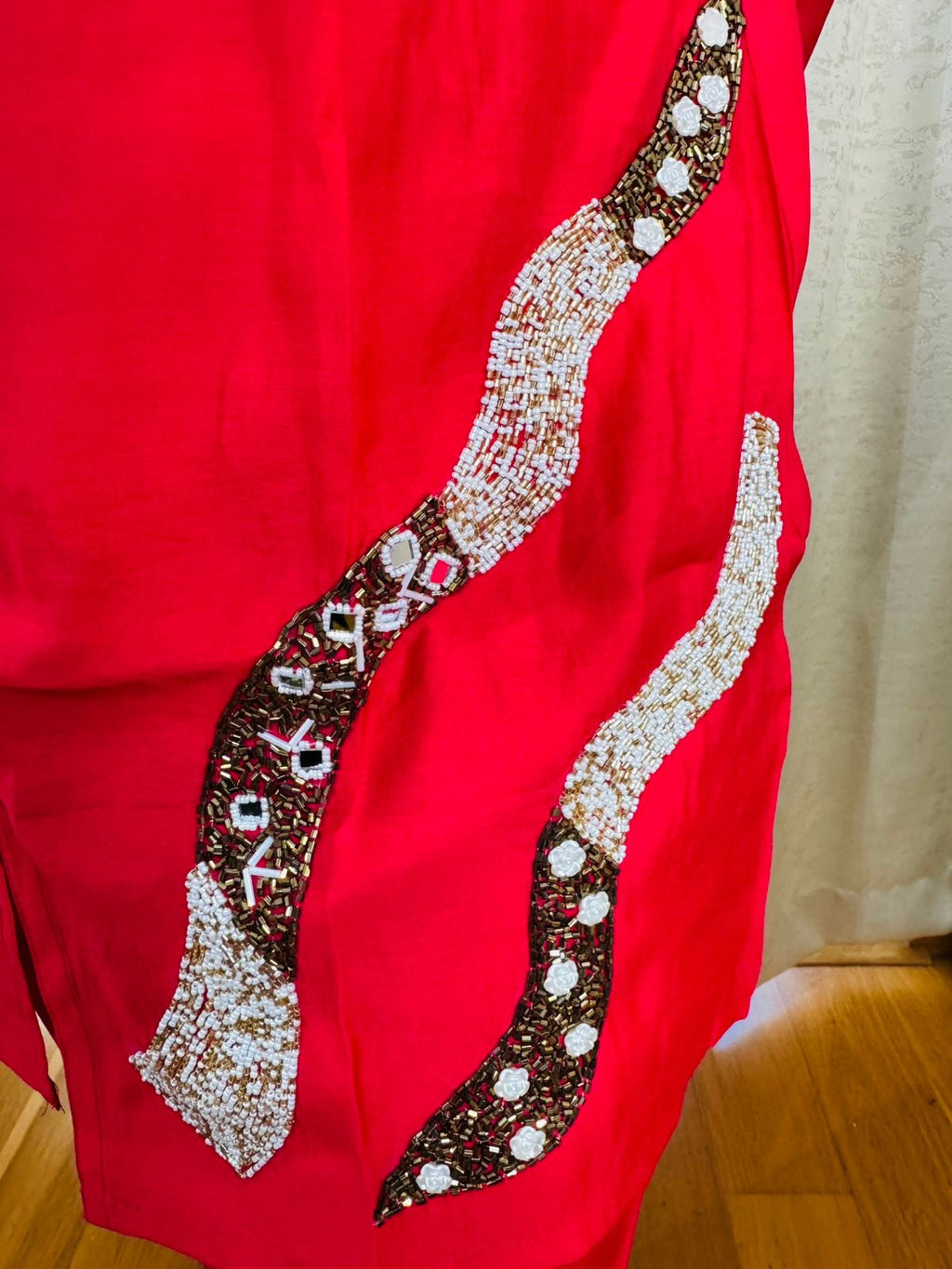 PARI | Fiery Red Abstract Sequin Work Kurta Pant Set | Modern Partywear Co-ord for Women