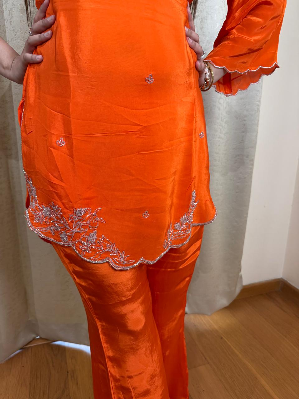 "VARTIKA" DESIGNER SUIT WITH POTLI (ORANGE)