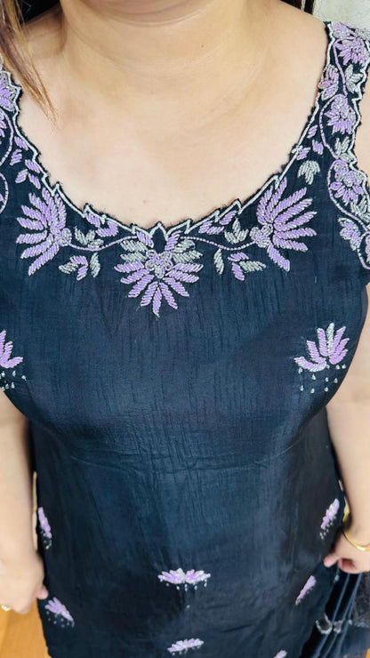 "DOLA" SILK DESIGNER SUIT (BLUE)