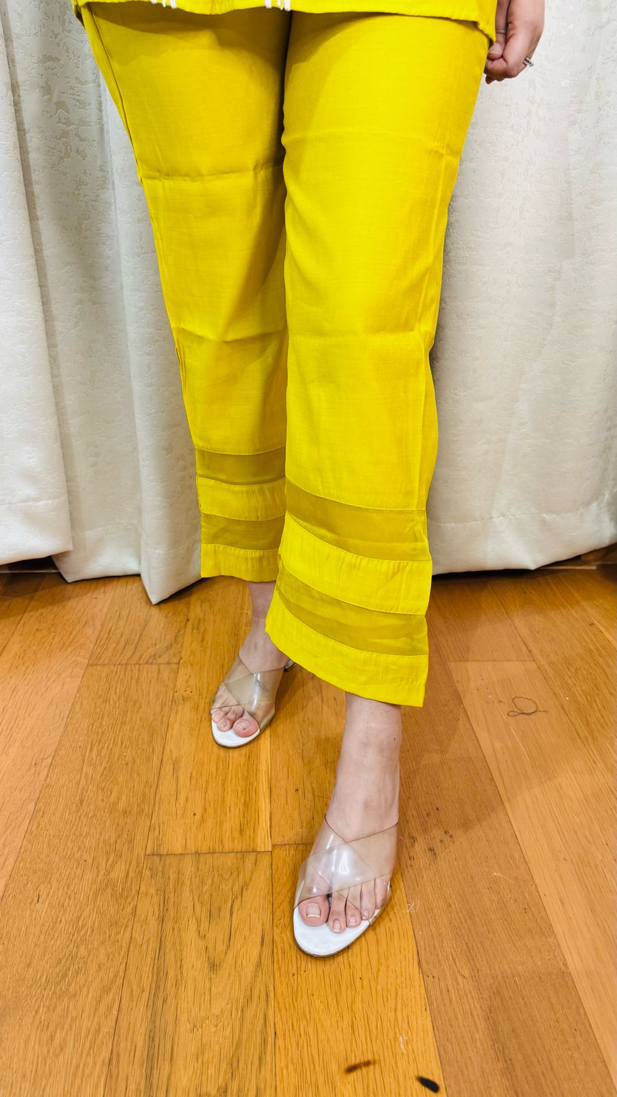 LAVA | Mustard Yellow Straight Kurta Pant Set | Bold Lotus Design Modern Ethnic Wear