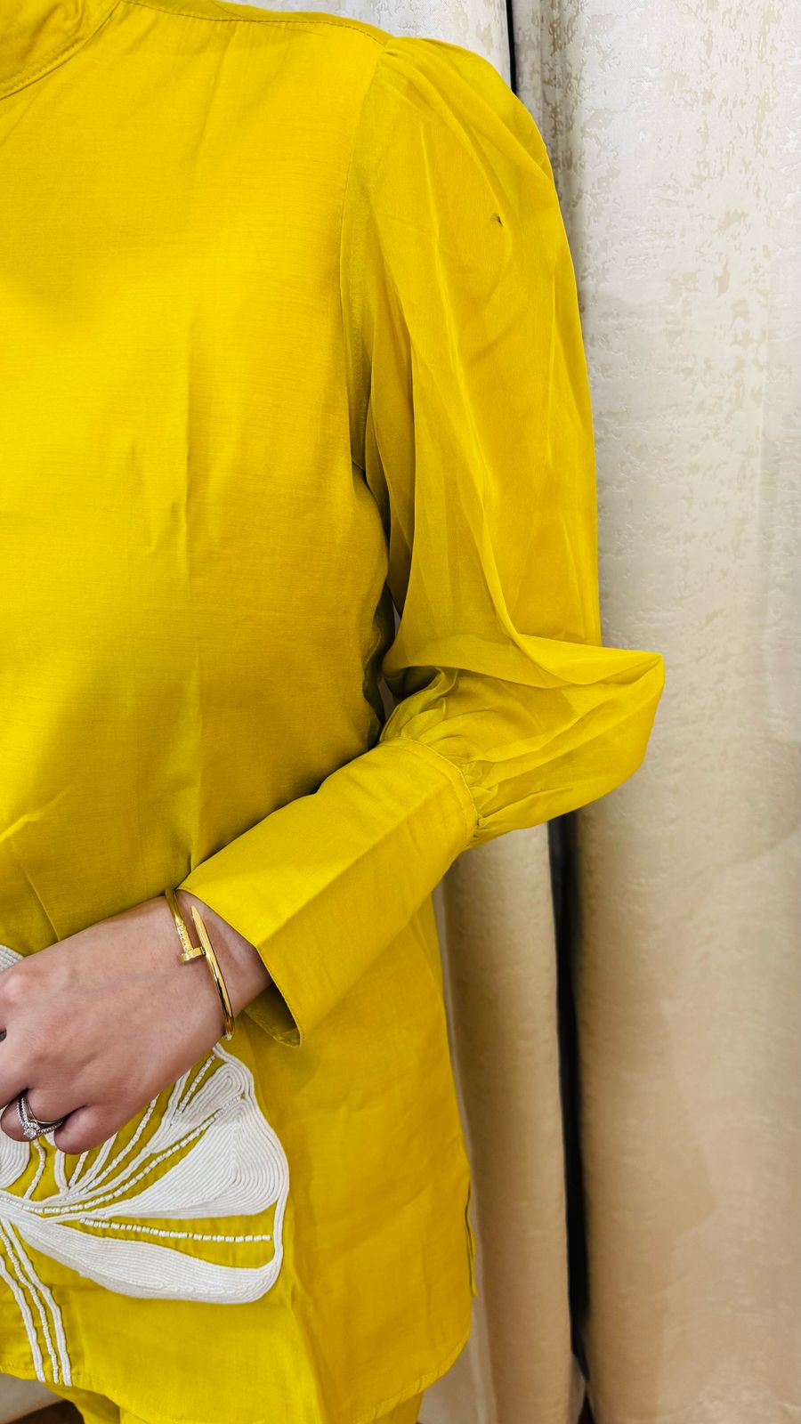 LAVA | Mustard Yellow Straight Kurta Pant Set | Bold Lotus Design Modern Ethnic Wear