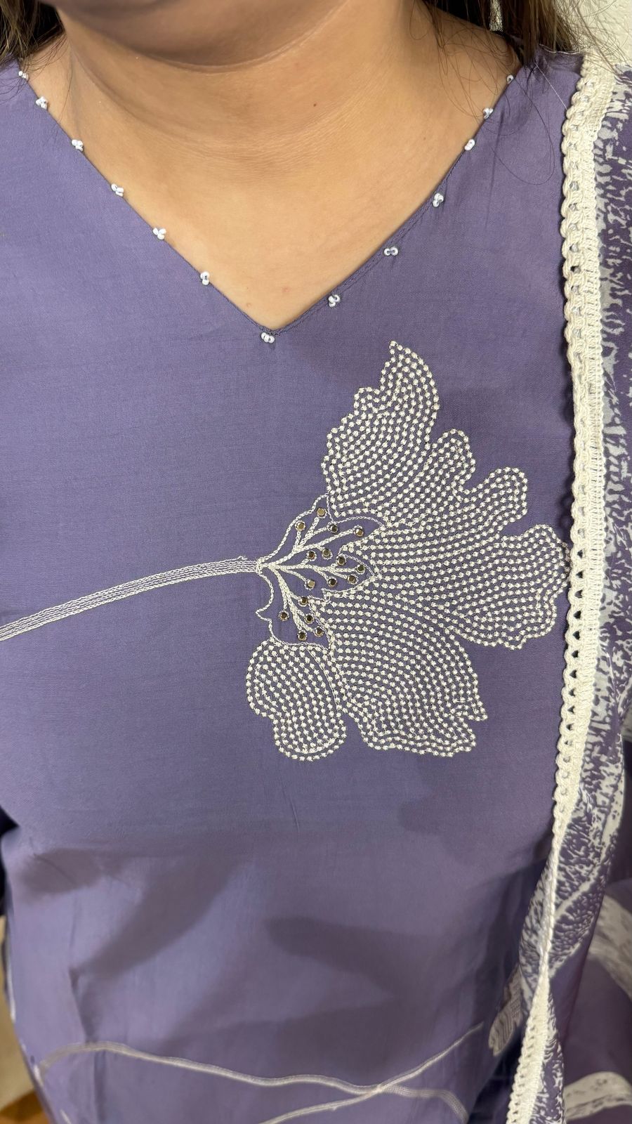 RESHAM | Dusty Lavender Abstract Print Kurta Set with Dupatta | Modern Daily Wear Suit for Women