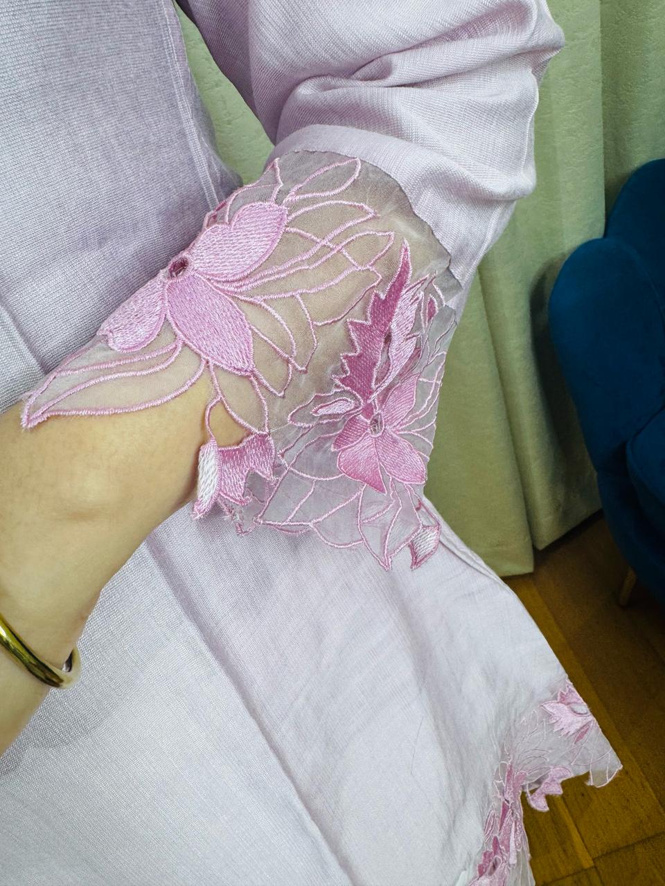 BABY | Lavender Embroidered Kurta Set | White Straight Pants & Lace Detailing