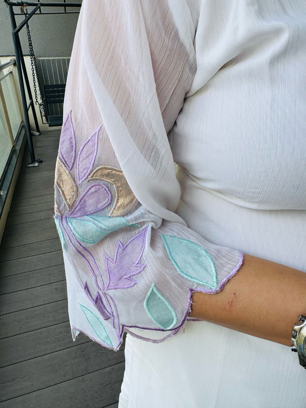 CHEENI | Mint Green Organza Suit Set with Lotus Embroidery | Lavender Border Kurta Pant & Dupatta