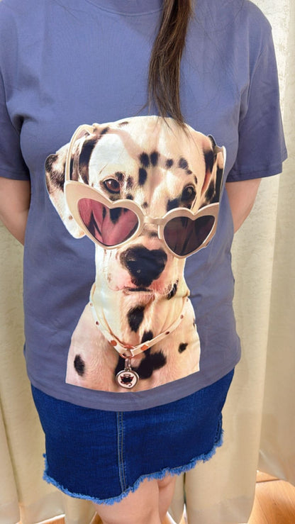 CUTE DOG T-SHIRT "BLUE"