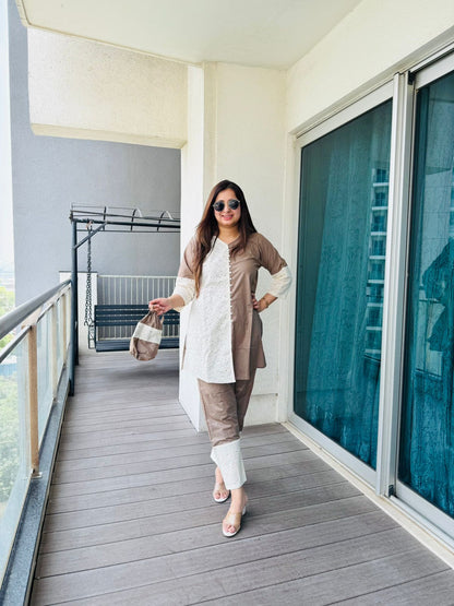 "TEAMI" TWO PIECE SET WITH POTLI "BEIGE"