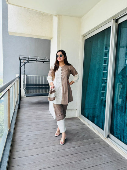 "TEAMI" TWO PIECE SET WITH POTLI "BEIGE"