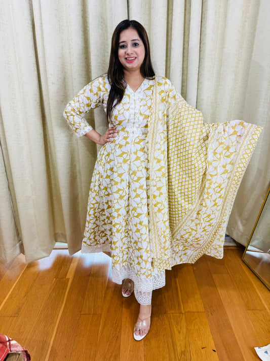 PAM COTTON ANARKALI "MUSTARD"