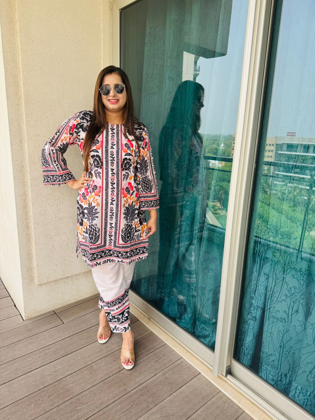 NIKKO | Women’s Multicolor Coordset | Ethnic Floral Printed Kurta Palazzo with Borders