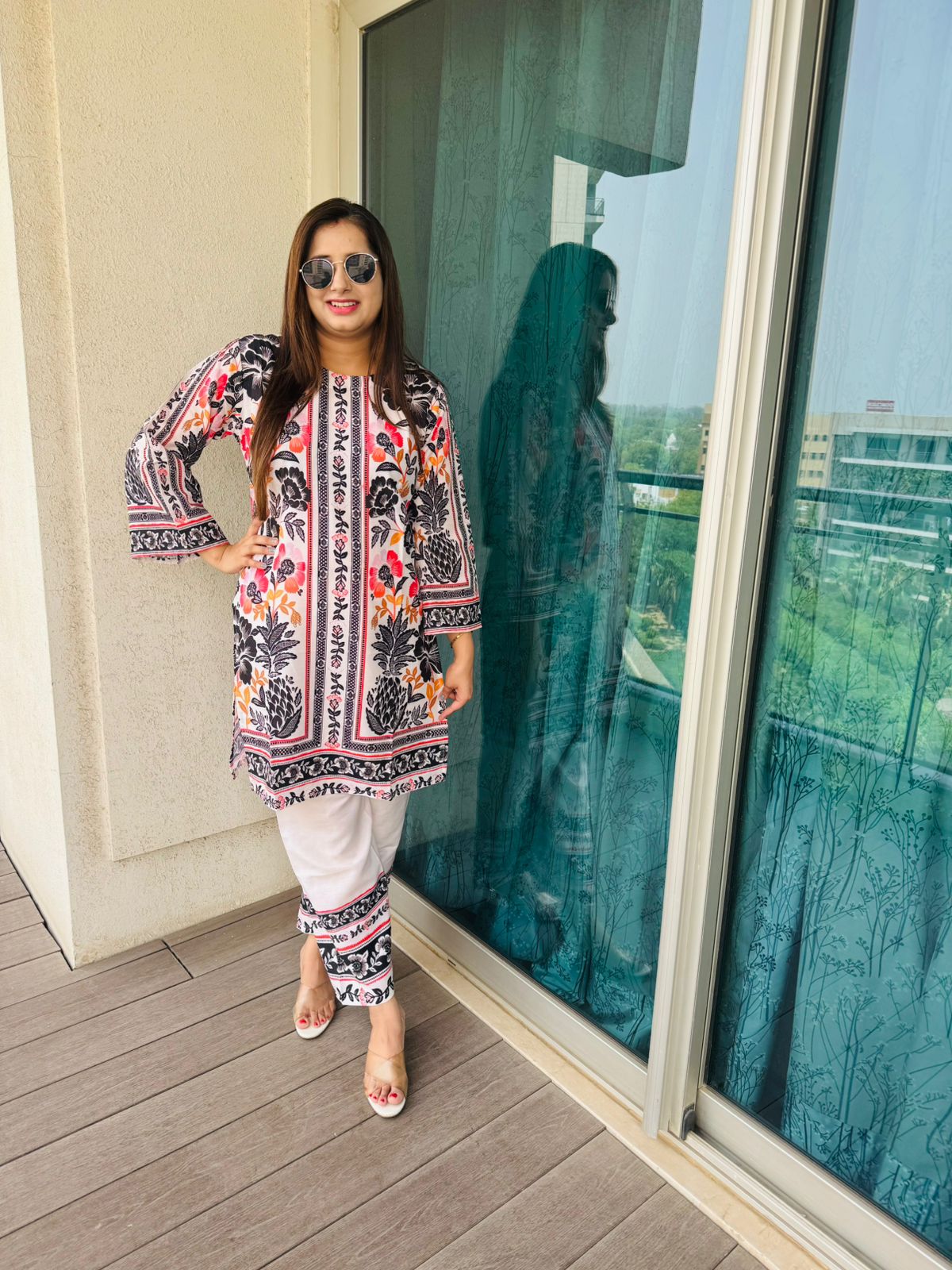 NIKKO | Women’s Multicolor Coordset | Ethnic Floral Printed Kurta Palazzo with Borders