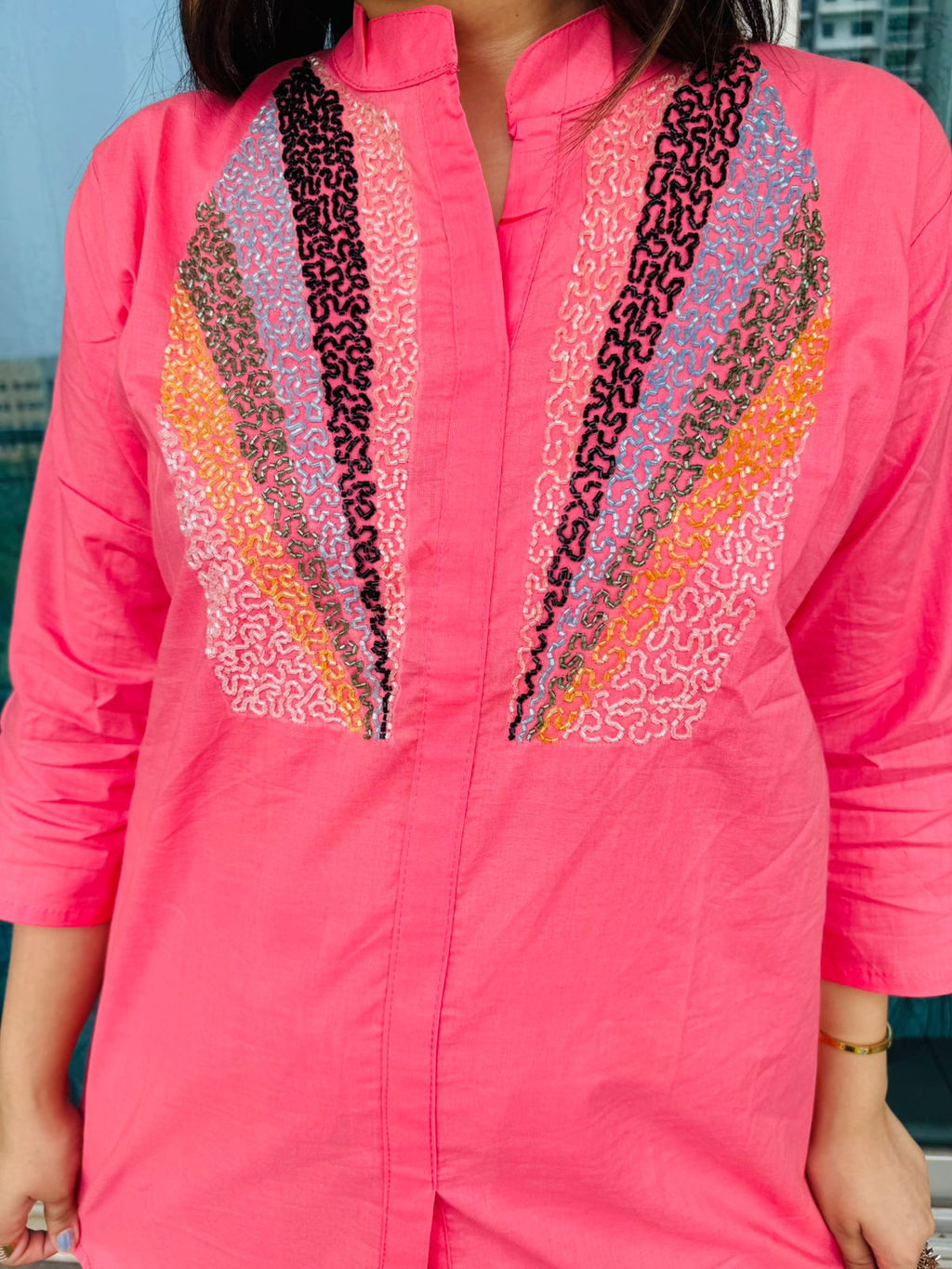 MEENU | Trendy Pink Embroidered Ethnic Coordset | Festive Wear for Women