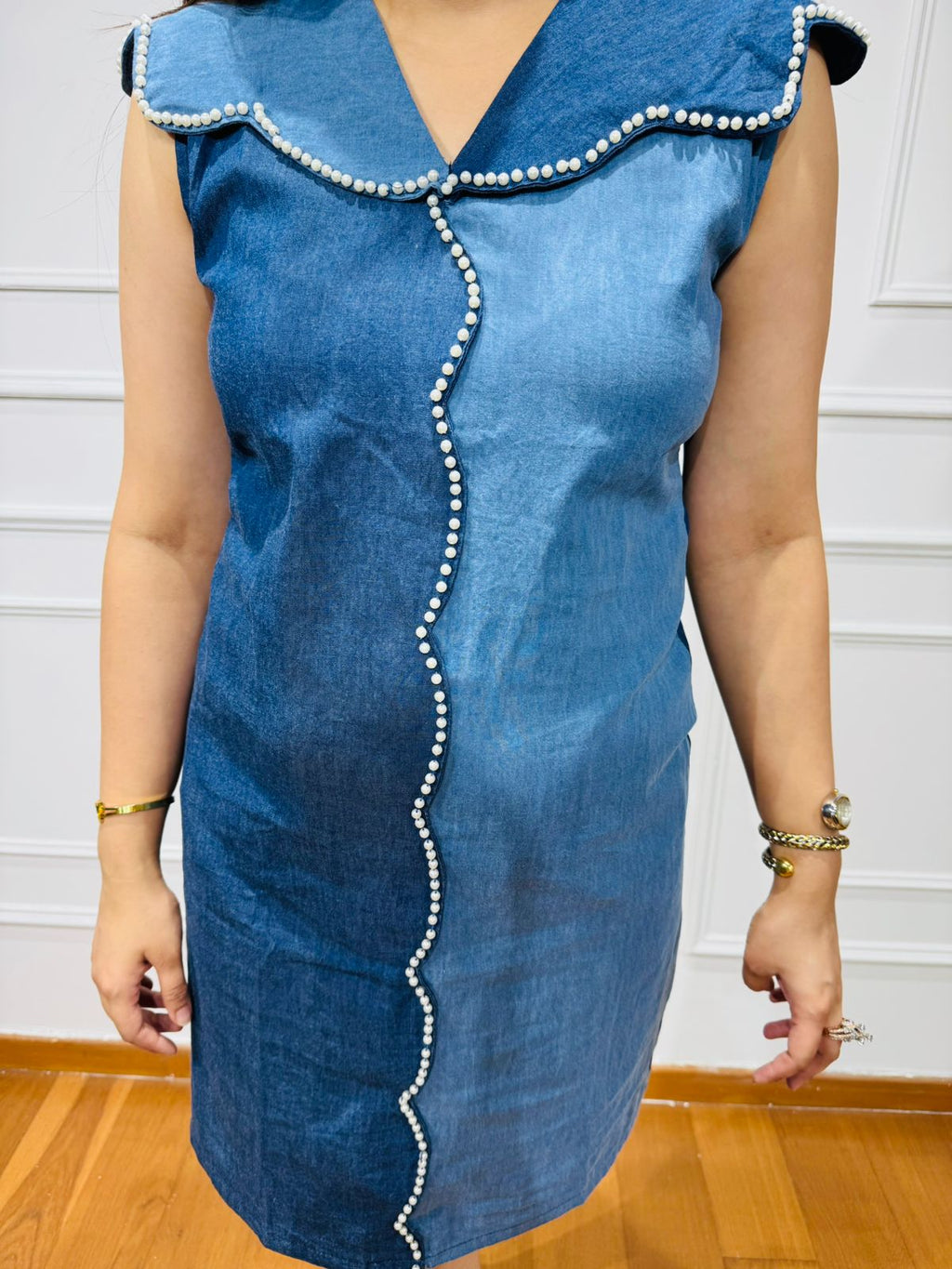 WAMIQA | Trendy Sleeveless Denim Dress | Two-Color Blue Women's Summer Mini Outfit