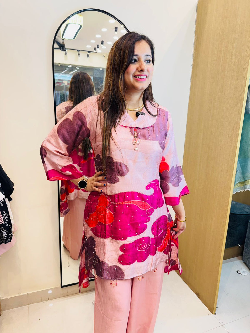 WARIS | Printed Pink Abstract Co-ord Set – Kaftan Style Summer Fashion for Women