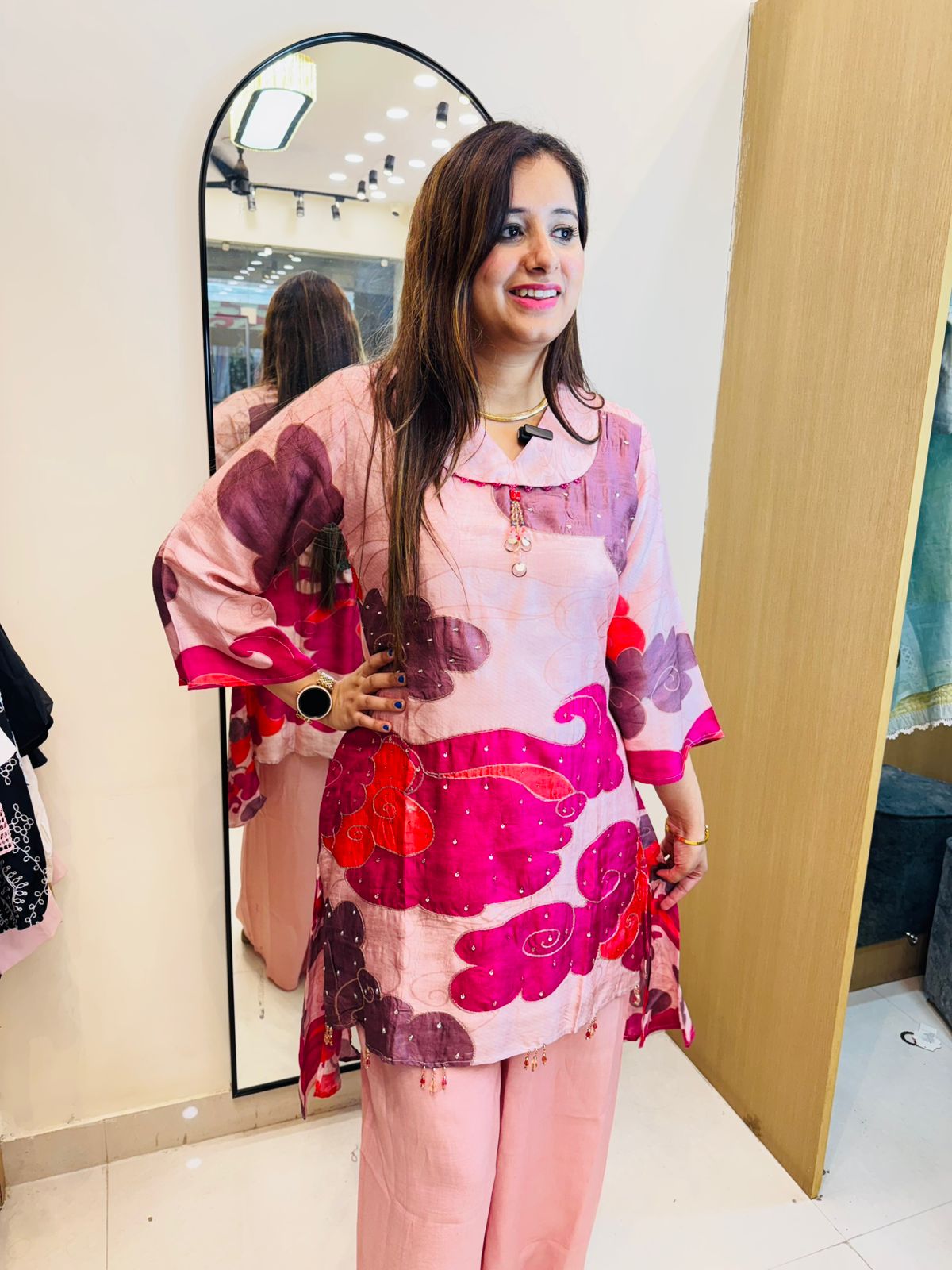 WARIS | Printed Pink Abstract Co-ord Set – Kaftan Style Summer Fashion for Women