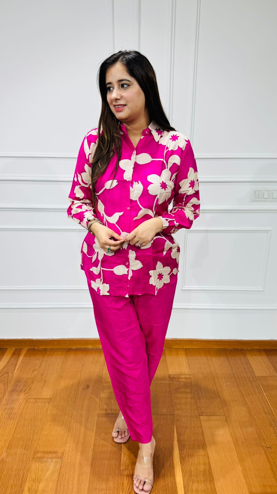 Gulabo🌹 | Fuchsia Flower Print Shirt and Pant Set