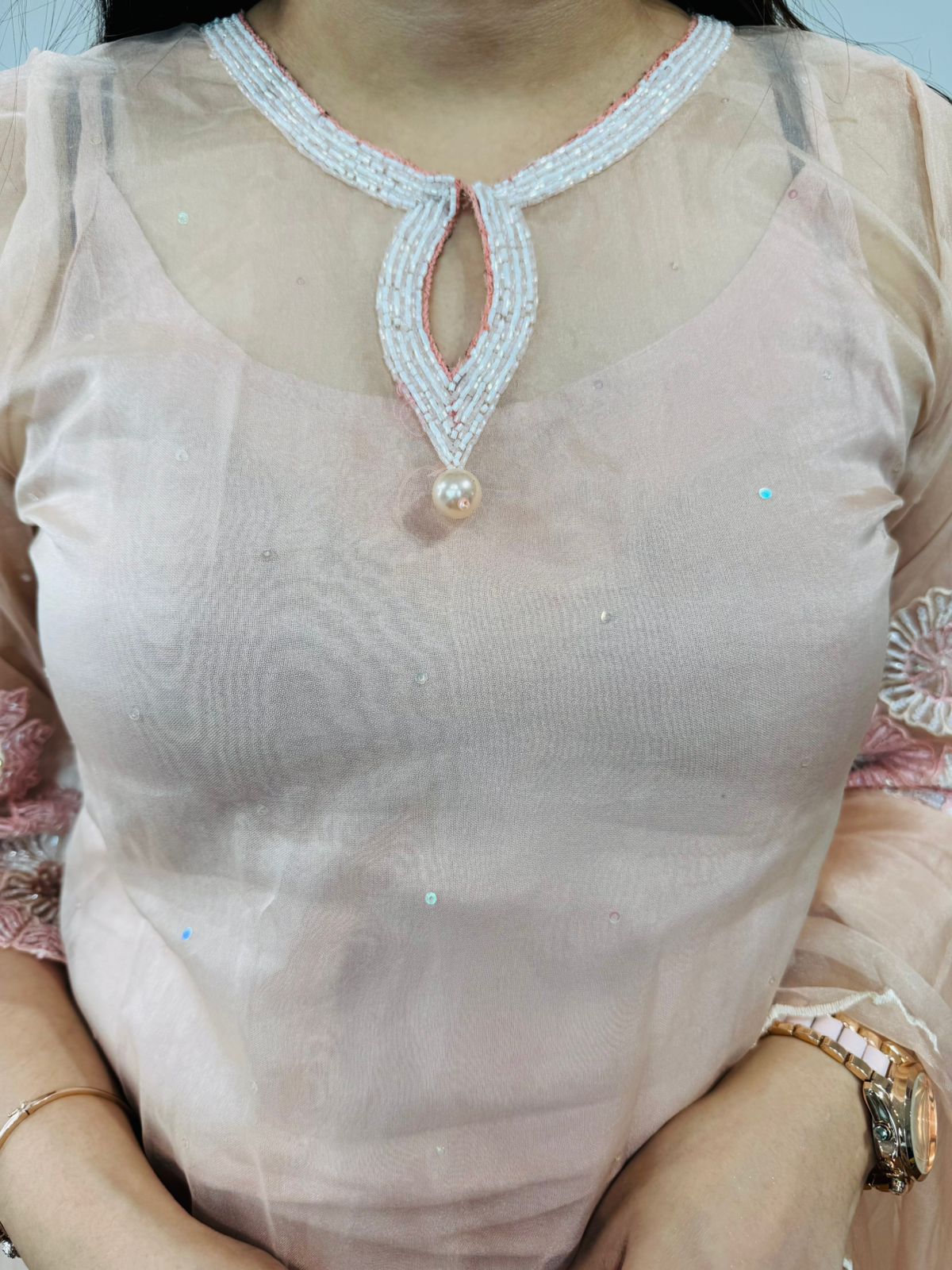 Katrina💫 | Pastel Pink Floral Embroidered Suit Set with Dupatta