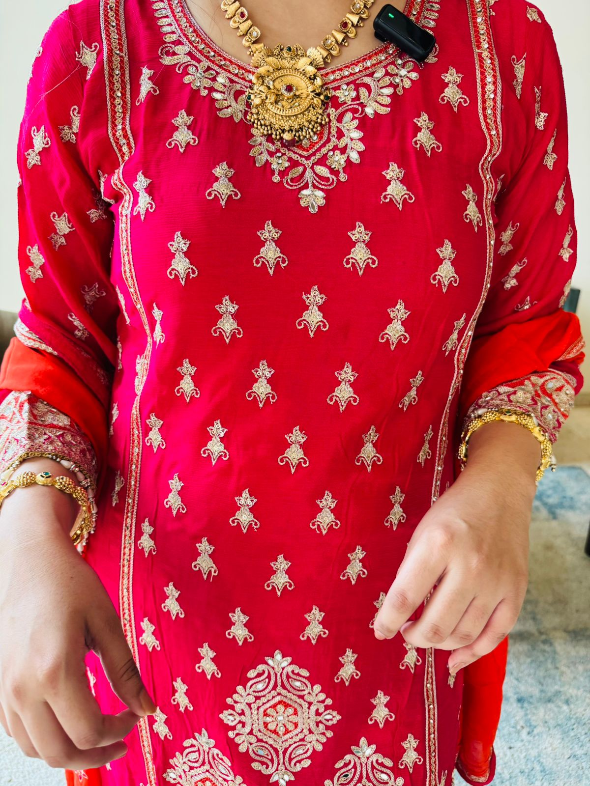 Paroo💖 | Red Kashmiri Work Straight Kurta, Sharara & Dupatta Ensemble