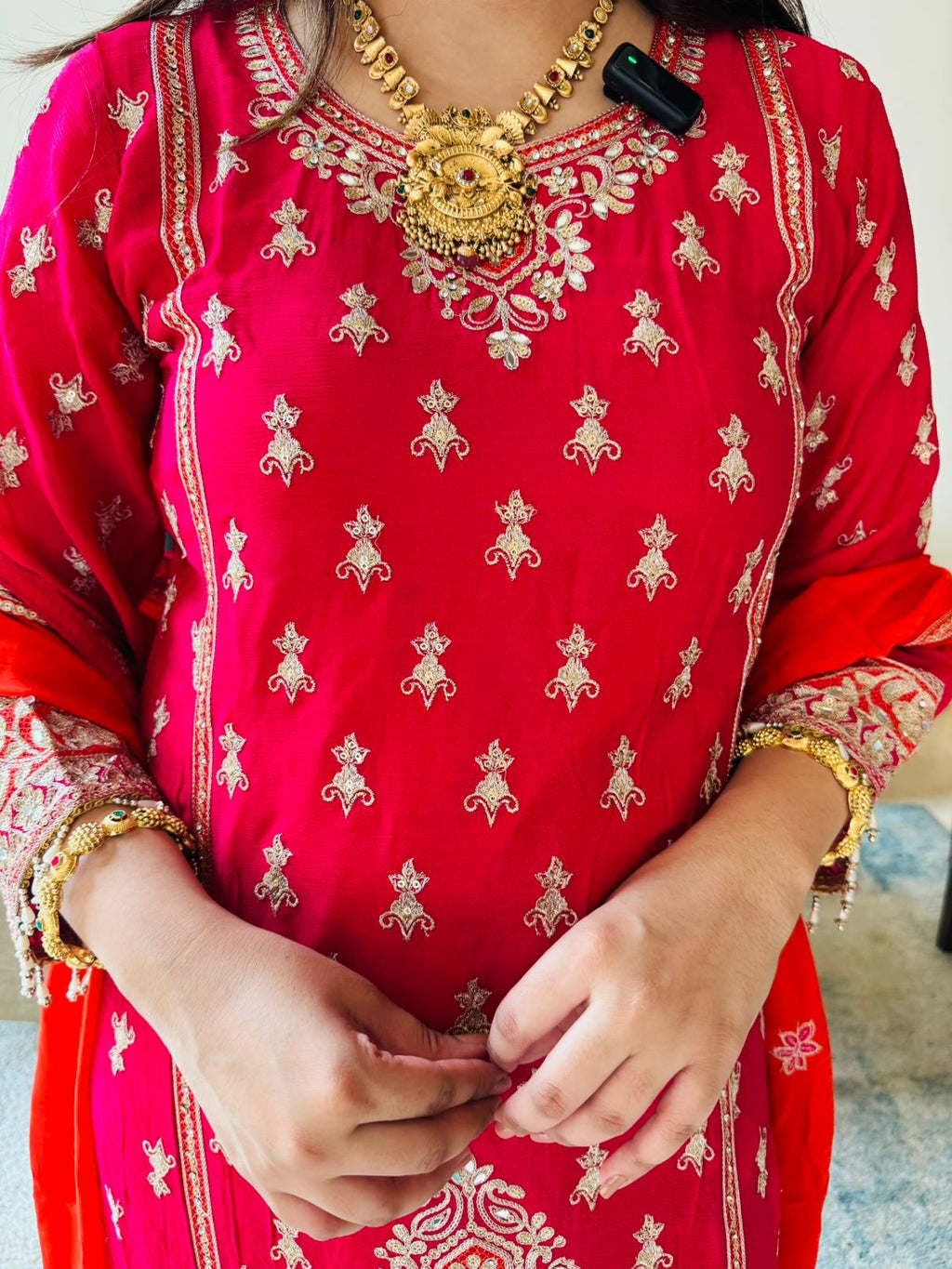 Paroo💖 | Red Kashmiri Work Straight Kurta, Sharara & Dupatta Ensemble