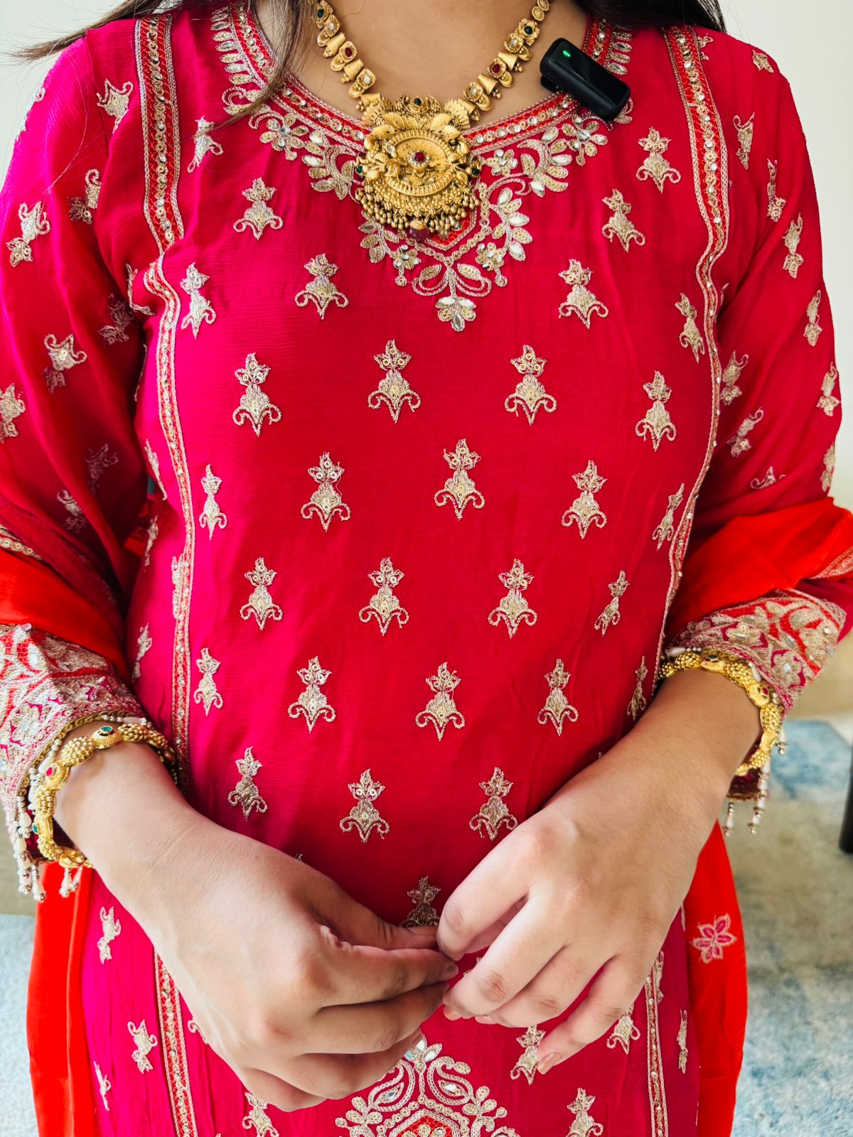 Paroo💖 | Red Kashmiri Work Straight Kurta, Sharara & Dupatta Ensemble