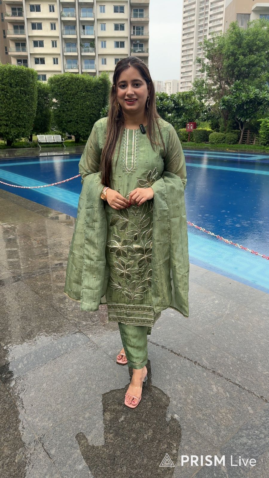 Roohi💚 | Sage Green Floral Embroidered Suit Set