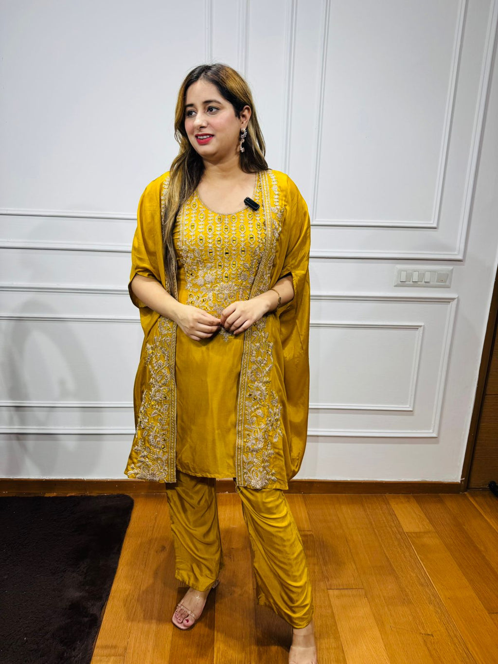 Prerna🔥 | Mustard Embroidered Kurta, Pant & Dupatta Ensemble