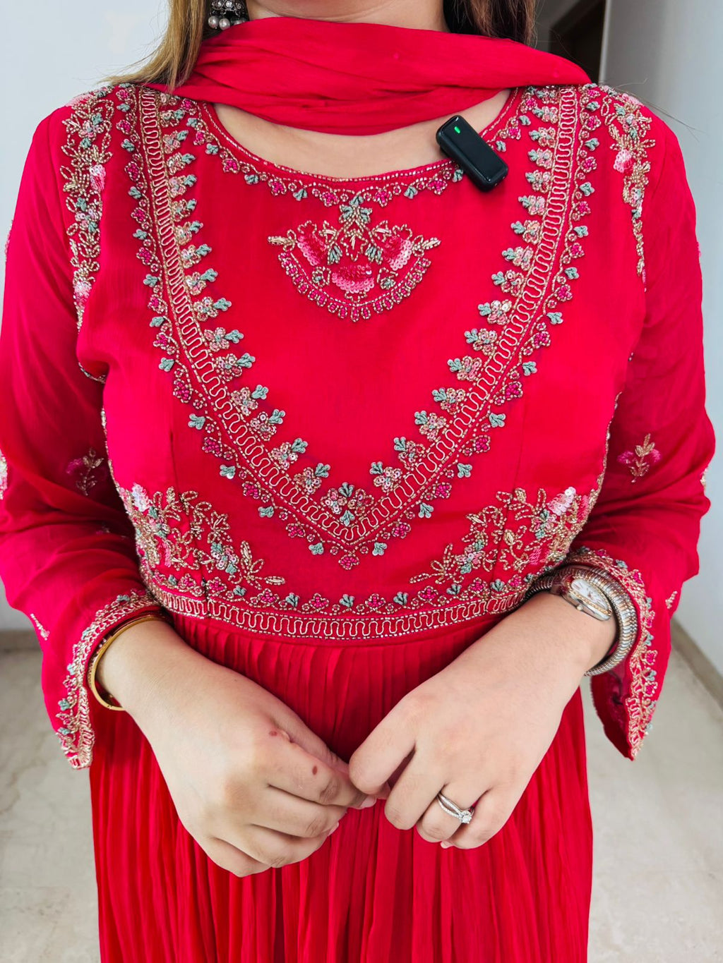 Nistha🌸 | Festive Red Floor-Length Anarkali with Heavy Embroidery