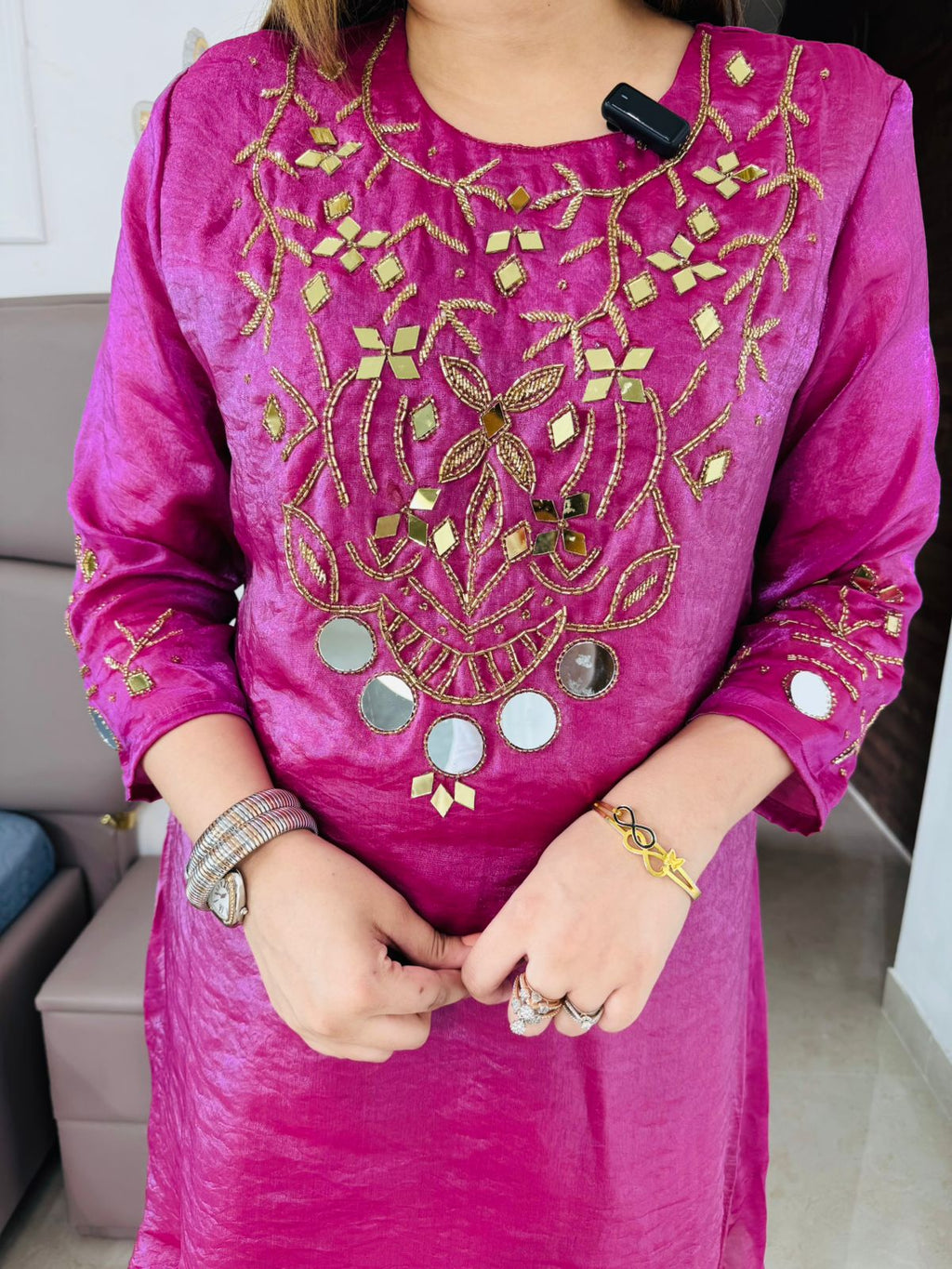 Junee🎀 | Vibrant Pink Embroidered Kurta with Palazzos - Premium Ethnic Coordset