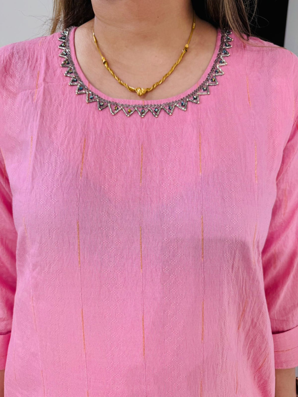 Sahira🌷 | Soft Pink Artistic Motif Suit Set – Unique Ethnic Kurta Edition