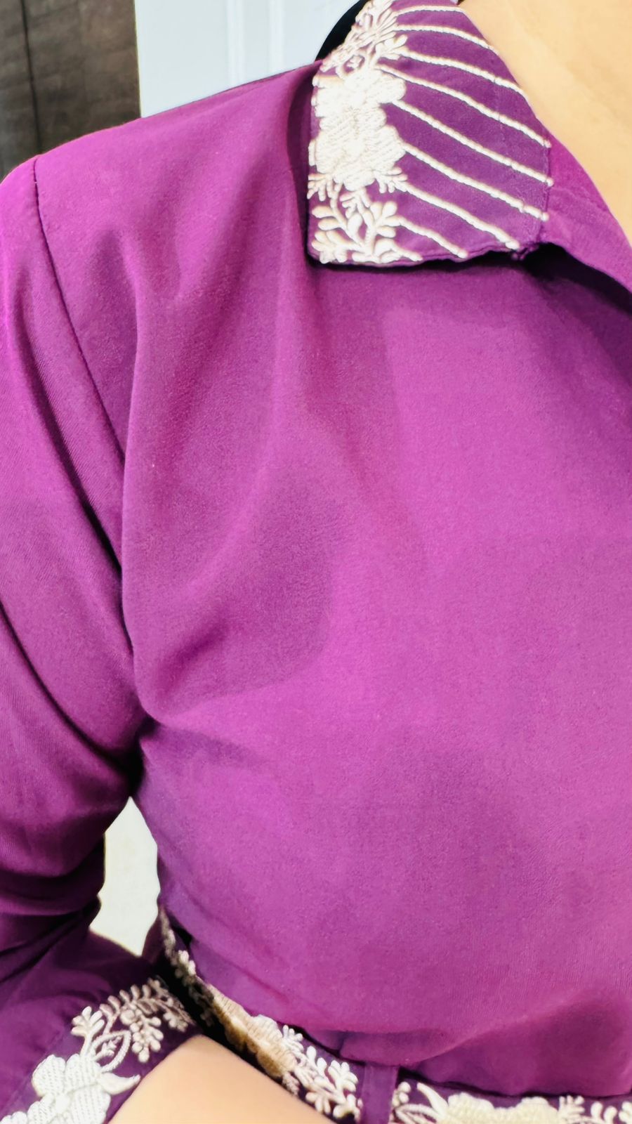 Nyara🌞 | Wine Floral Accented Coordset – Designer Shirt Kurta Set