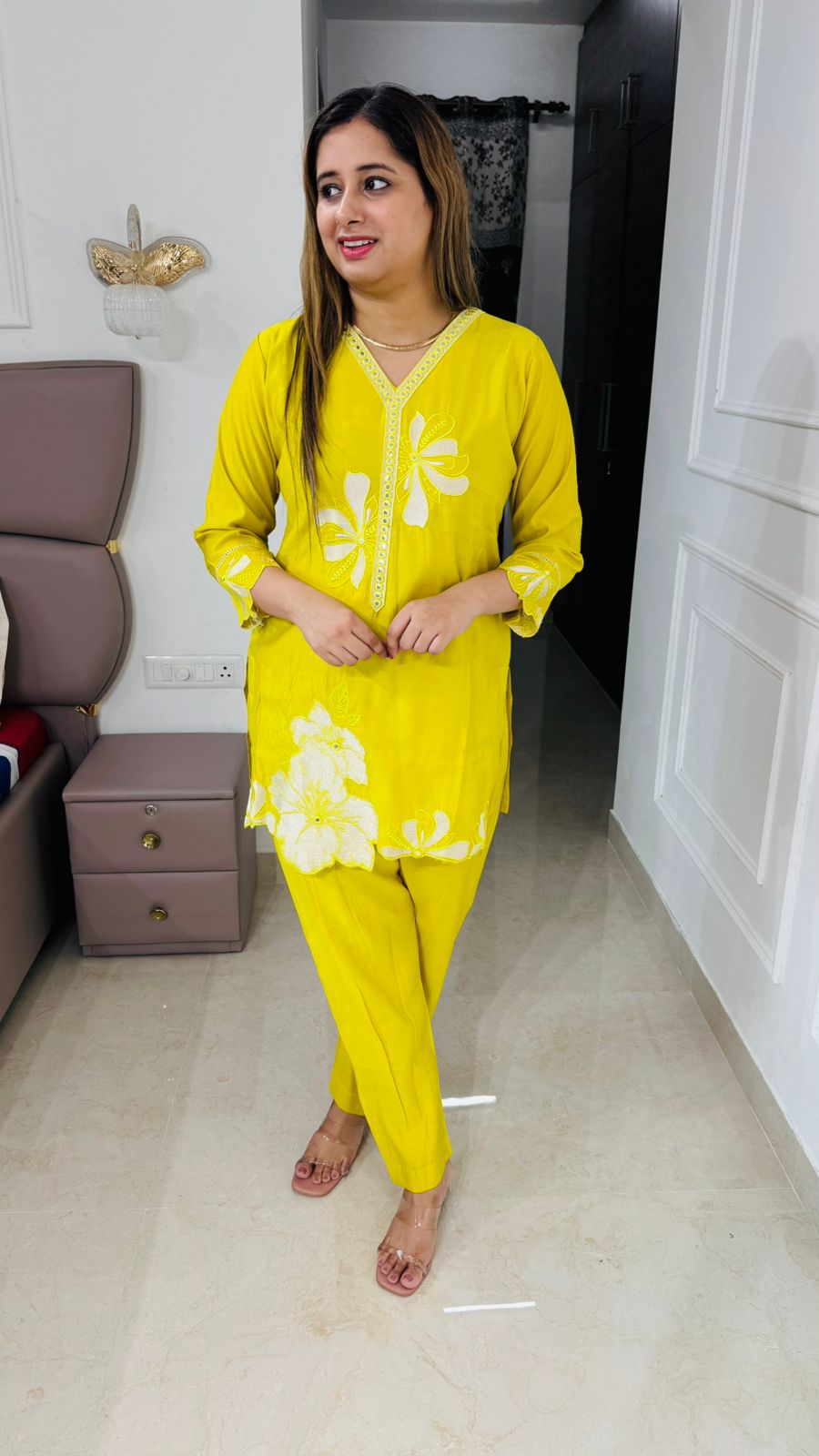 Enira🌸 | Premium Yellow Floral Print Coordset with Designer Detailing