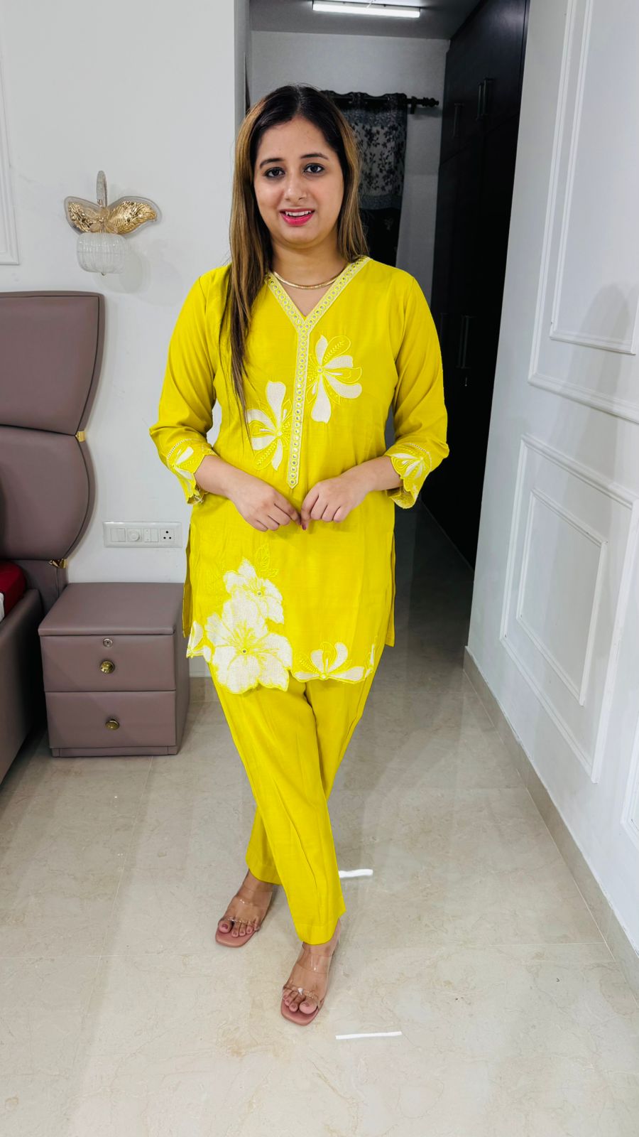 Enira🌸 | Premium Yellow Floral Print Coordset with Designer Detailing