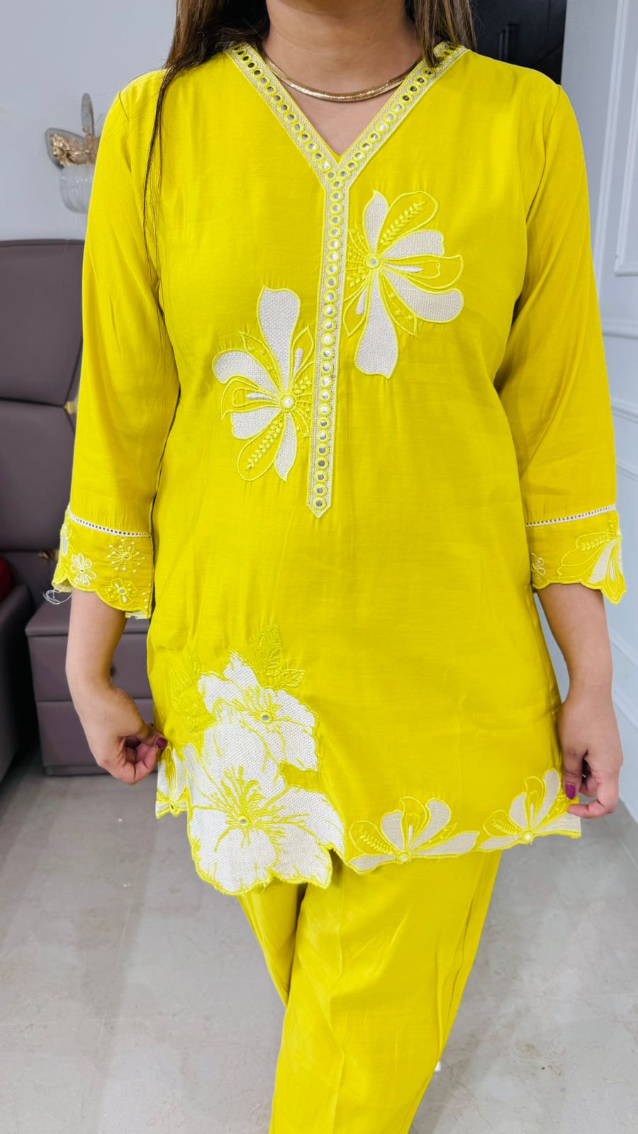 Enira🌸 | Premium Yellow Floral Print Coordset with Designer Detailing