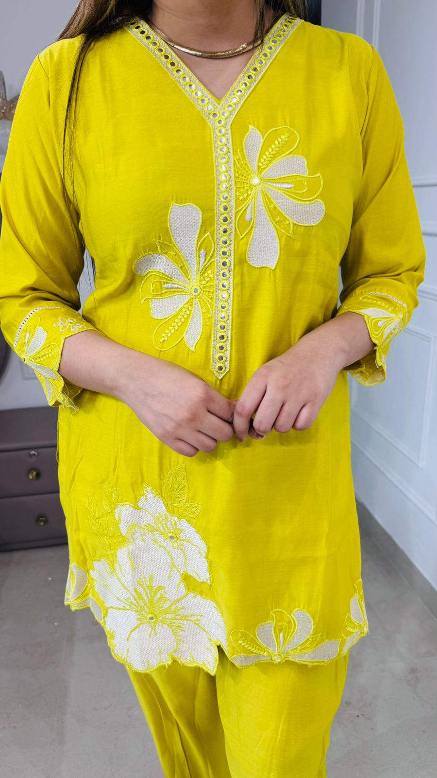 Enira🌸 | Premium Yellow Floral Print Coordset with Designer Detailing