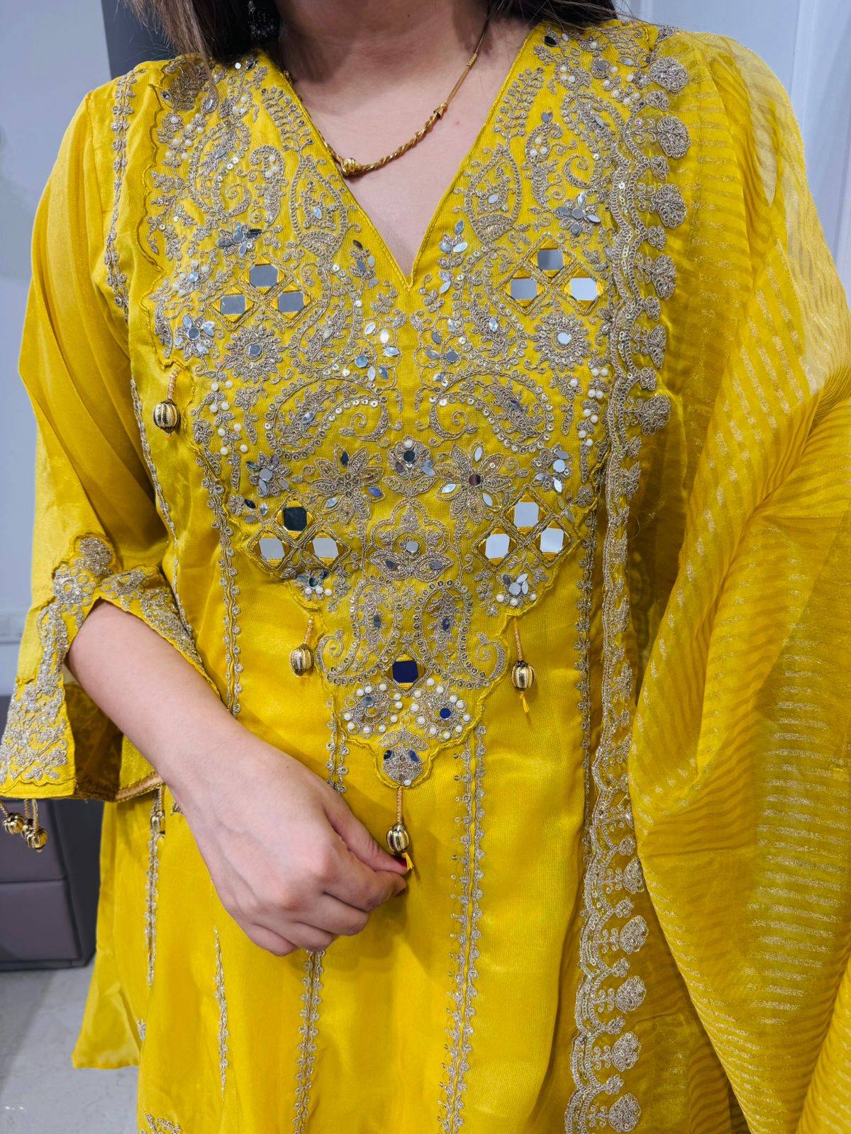 Ridhima🌸 | Designer Canary Yellow Anarkali Kurta Set with Heavy Embroidery