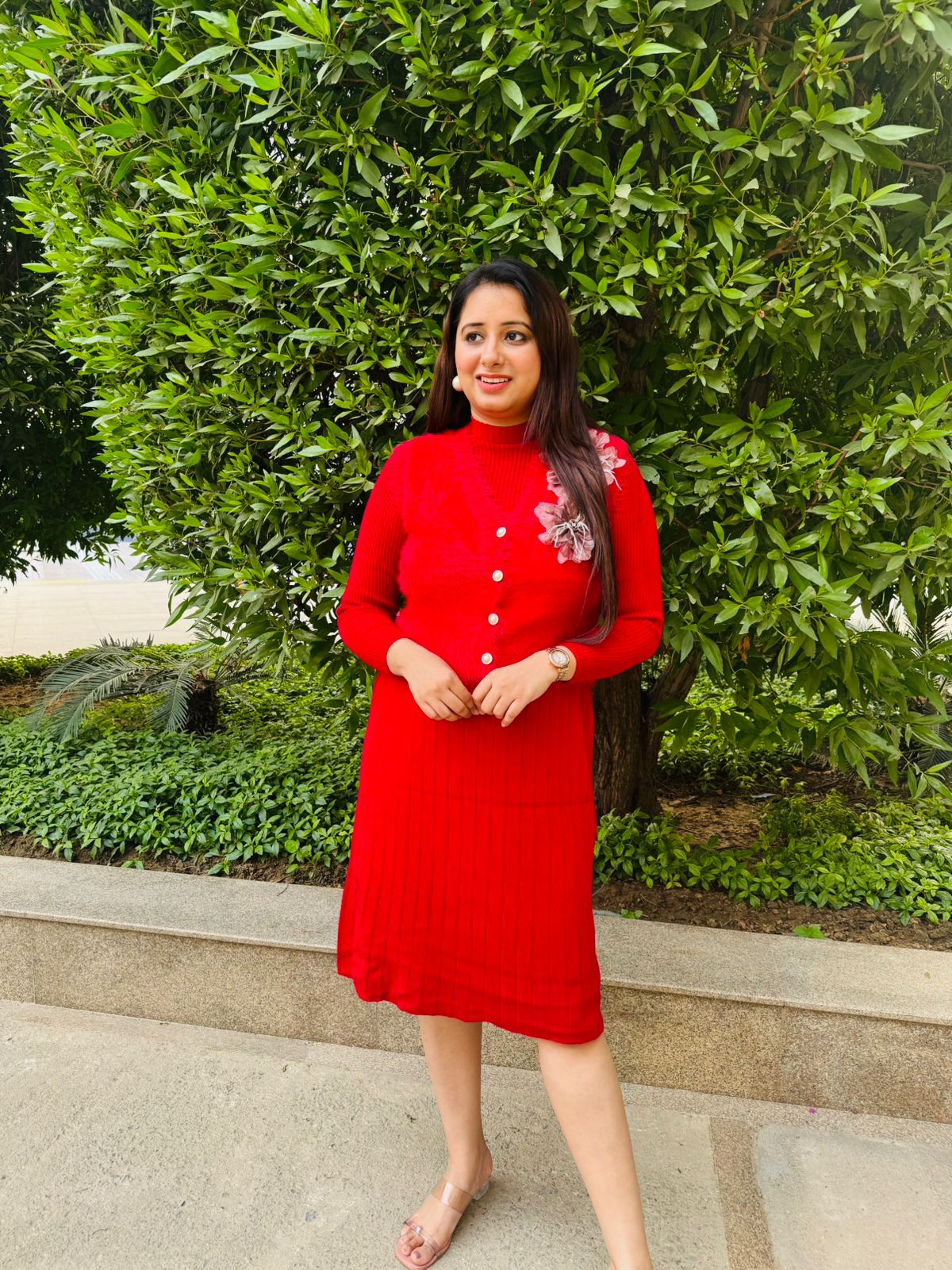 Scarlet | Bloom Knit Midi Dress